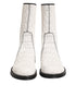 Dolce & Gabbana White Lambskin Leather Mid Calf Boots Shoes
